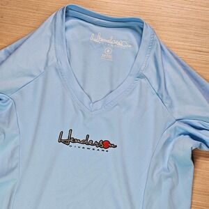 Henderson Rash Guard Women 8 Blue V-Neck Long Sleeve UPF 50+ Swim Shirt